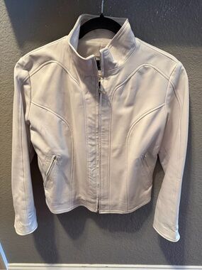 White Italian Leather Cropped Moto Jacket Women’s XS Small Size 38 Vera Pelle